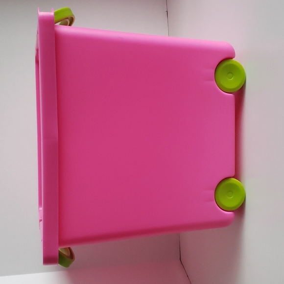 Organization toy storage bin with handles and wheels pink/ green - Picture 3 of 8